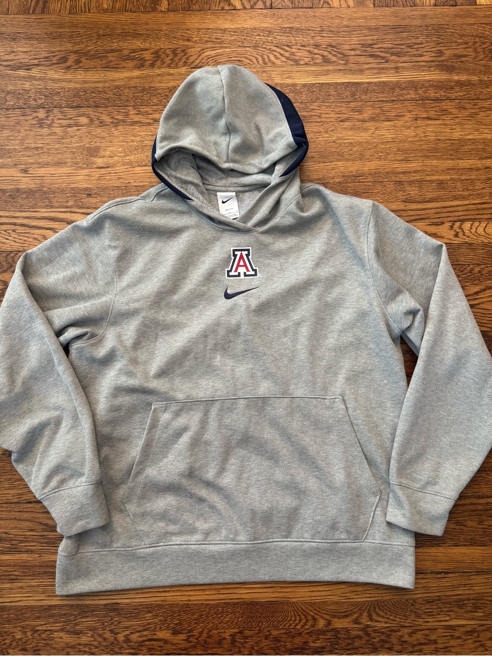 ARIZONA WILDCATS Nike Gray Hoodie with Navy Trim and Arizona logo